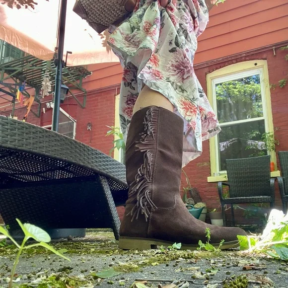 Lucky Brand Grayer Fringe Tall Boot Java Brown 9 - Picture 12 of 14